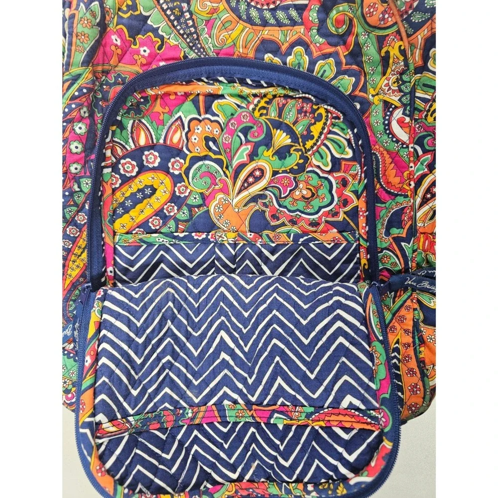 Vera Bradley Lilli Bell Paisley Quilted Cotton Backpack Multi-Color Boho Bag